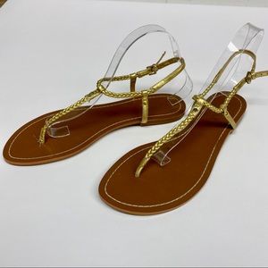 Ralph Lauren Gold Braided Sandals, Size 10